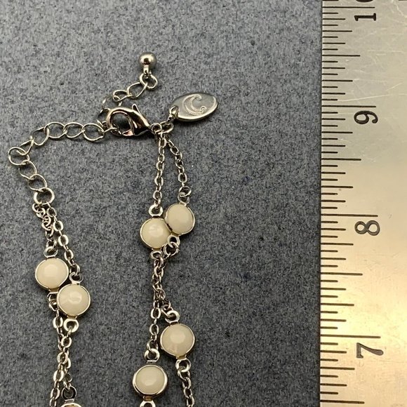 Charming Charlie Necklace Double Strand White Silver Chain Retro - Picture 5 of 5